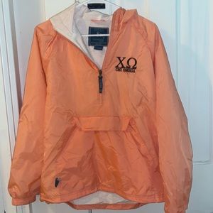 Chi Omega Charles River Rain Jacket - Peach